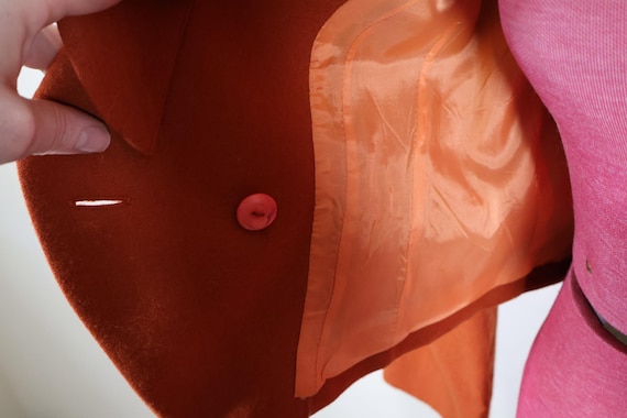 Vintage cropped rust-orange tailored jacket with … - image 6