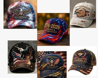 Embroidered 250th Anniversary Hat,adjustable baseball cap