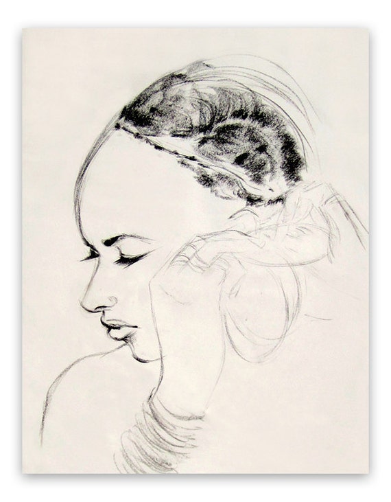 Items similar to Charcoal Pencil Drawing Art Archival 