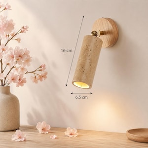 Lámpara de pared japonesa Wabi Sabi, aplique de dormitorio de madera y piedra, luminaria minimalista para pasillo y escalera.