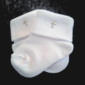 Baby boy christening/ baptism socks with diamante small cross