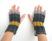 gifts for kids fingerless mittens - hand knitted wool