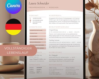 Lebenslauf Vorlage Canva | Bearbeitbare Vorlage | Minimalistyczny Elegancki | Pobierz Soforta