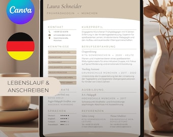 Lebenslauf Vorlage Canva | Bewerbungsmappe mit Anschreiben | Bearbeitbare Vorlage | Minimalistyczny Elegancki | Pobierz Soforta
