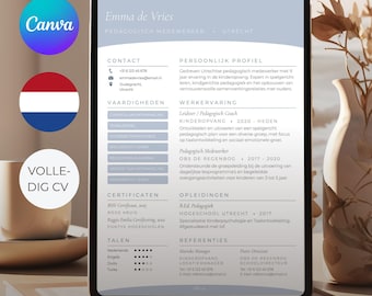 Szablon CV Canva | Aanpasbaar Sjabloon | Minimalistyczny elegancki | Bezpośrednie pobieranie