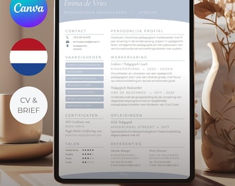 Szablon CV Canva | Sollicitatiebrief en Cv Set | Aanpasbaar Sjabloon | Minimalistyczny Elegancki | Bezpośrednie pobieranie