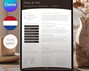 Szablon CV Canva | Sollicitatiebrief en Cv Set | Aanpasbaar Sjabloon | Minimalistyczny Elegancki | Bezpośrednie pobieranie