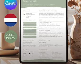 Szablon CV Canva | Aanpasbaar Sjabloon | Minimalistyczny elegancki | Bezpośrednie pobieranie
