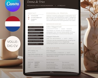 Szablon CV Canva | Aanpasbaar Sjabloon | Minimalistyczny elegancki | Bezpośrednie pobieranie