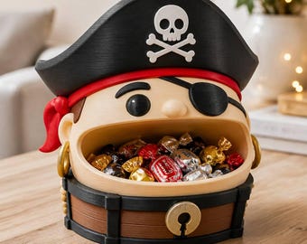 Pirate Candy Thief Tabletop Sugar Bowl, 3D Printed Coffee Station Container, Nautical Kitchen Decor, Unique Tea Station Accessory