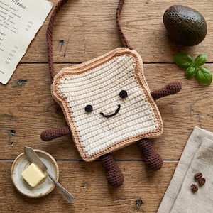 Mönster för virkad rostpåse, handledning för amigurumi-brödpåse (digital nedladdning)