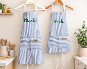 Mommy and Me Matching Apron Set, Personalized Toddler Art Smock