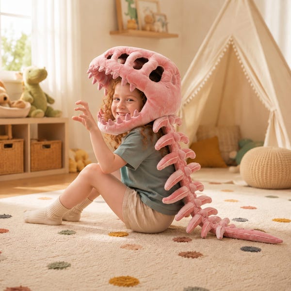 Soft Dinosaur Skeleton Cosplay Outfit, Halloween Costume for Kids & Adults