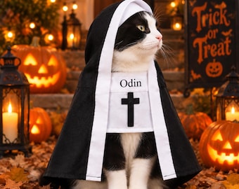 Customized Cat Nun Costume, Personalized Kitten Outfit, Comfortable Pet Clothing, Funny Photography Sessions