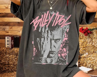 Billy Idol Inspired Shirt Comfort Colors 1717, Vintage Rock Music Tee, Retro 80s T-Shirt, Punk Rock Fan Gift, Unisex Garment Dyed Shirt