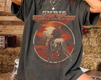 Chris Stapleton Shirt Comfort Colors 1717, Vintage Country Music Tee, Western Cowboy Graphic Shirt, White Horse Concert T-Shirt, Oversized