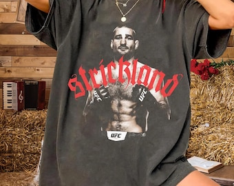 Sean Strickland Shirt Comfort Colors 1717, UFC Fighter Tee, MMA Fan Gift, Vintage Washed T-Shirt, Fight Night Apparel, Unisex Heavyweight