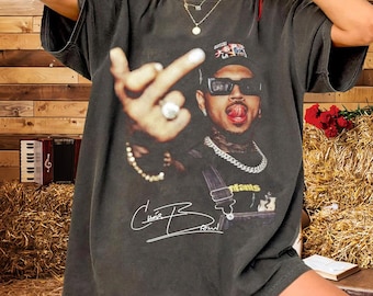 Chris Brown Inspired Shirt Comfort Colors 1717, R&B Music Tee, Vintage Hip Hop Style T-Shirt, Music Fan Gift, Unisex Garment Dyed Shirt