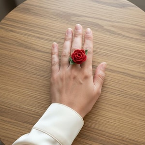 Crochet Rose Ring Pattern PDF, Crochet Flower Ring Tutorial, Micro Crochet Patern, Red Rose Ring Crochet Tutorial, Easy Digital Download PDF