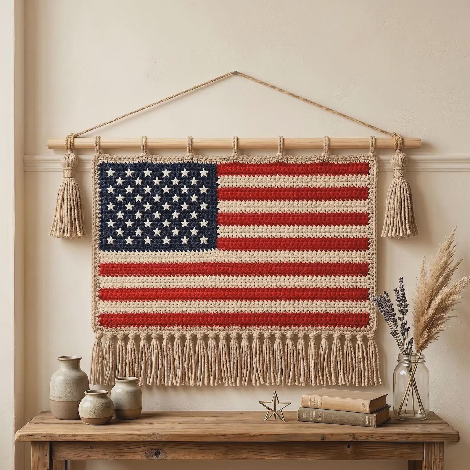 30 American Flag Crochet Patterns to Show Your Patriotic Style 21 Textured American Flag Wall Hanging Crochet Pattern