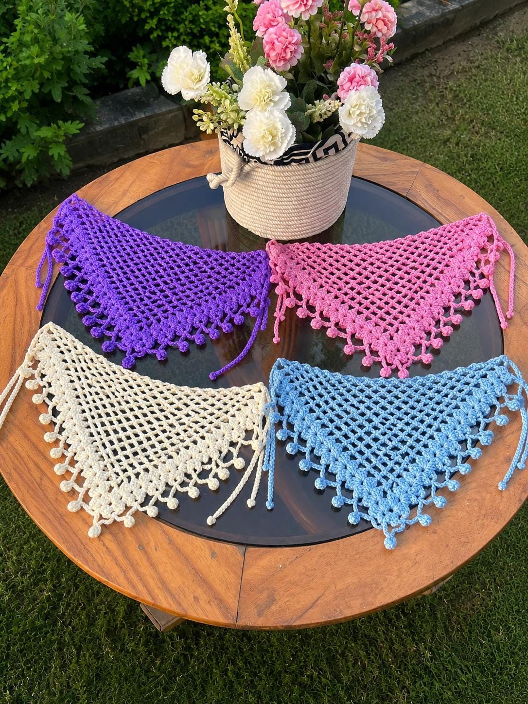 38 Head Scarf Crochet Patterns for Bandanas, Kerchiefs, and Stylish Wraps 20 Crochet Triangle Bandana Pattern Cute Boho Hair Scarf