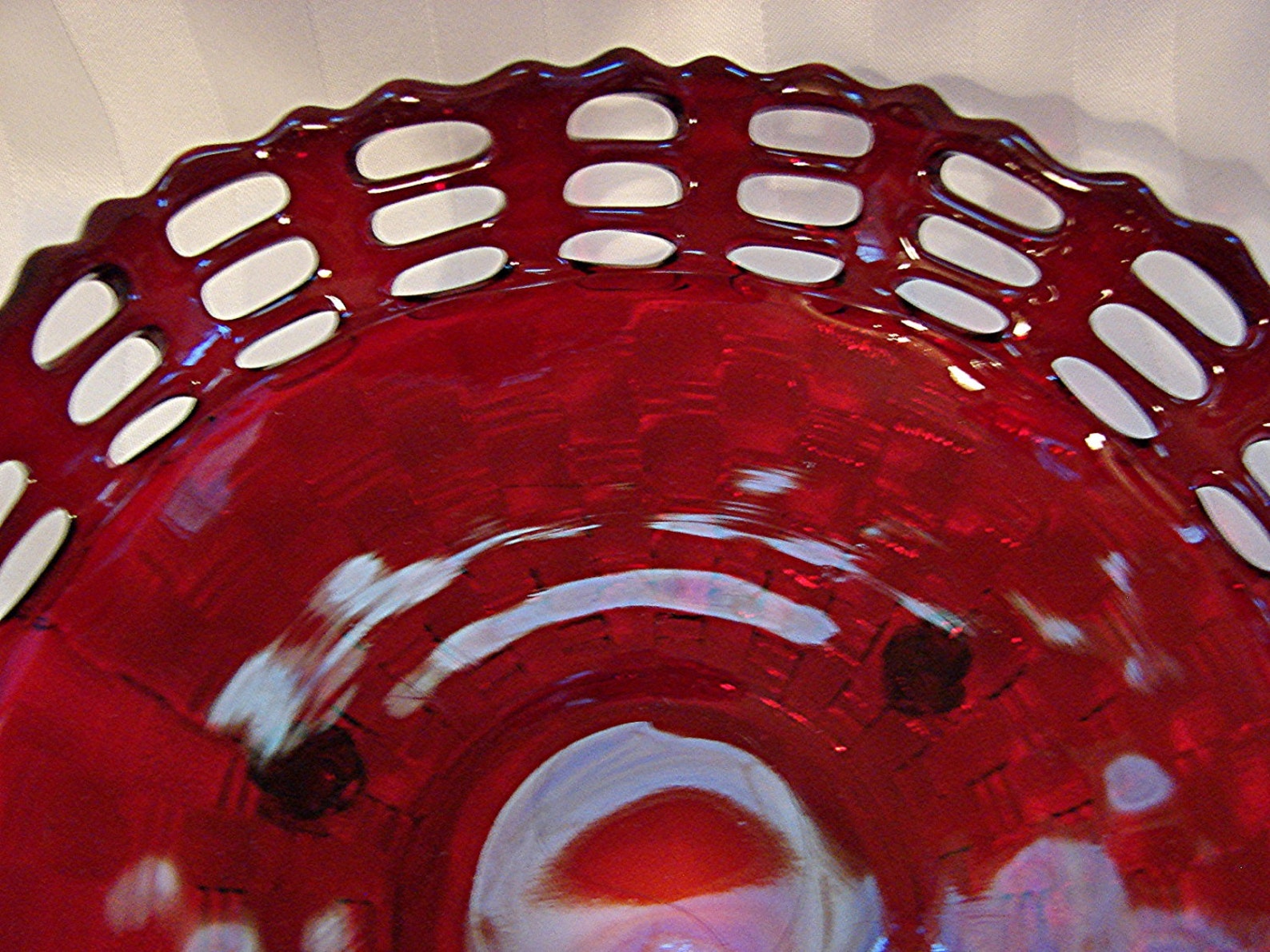 Vintage Fenton Bowl RUBY RED GLASS Basket Weave Footed 9 Etsy