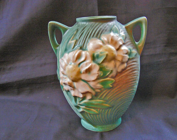 Vintage 1940s Roseville Pottery Vase Roseville Peony Vase Etsy