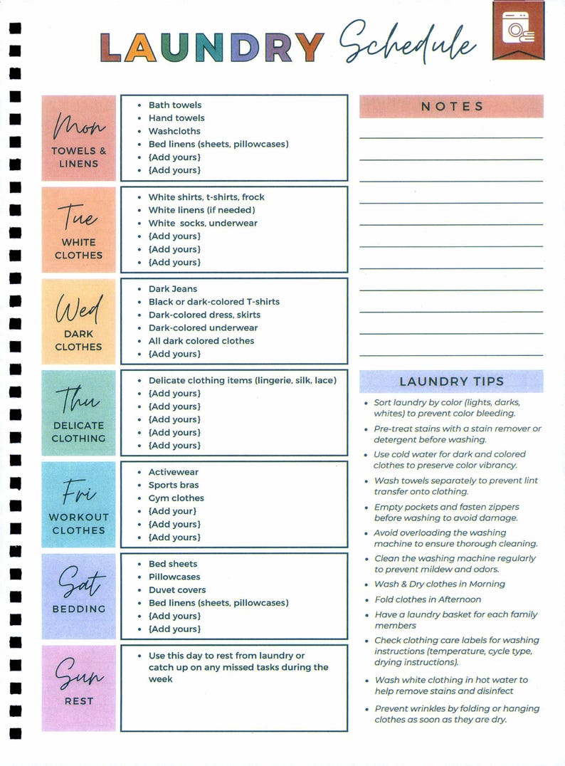 Physical ADHD Cleaning Planner, Printed Routine Checklist Book, Rainbow Dopamine Chore Tracker Gift bild 8