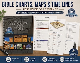 Bible Charts, Maps, Timelines, Scripture Reference Guide (Instant Download)