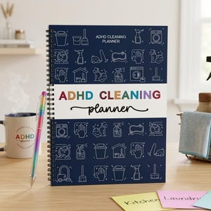 Physical ADHD Cleaning Planner, Printed Routine Checklist Book, Rainbow Dopamine Chore Tracker Gift bild 1