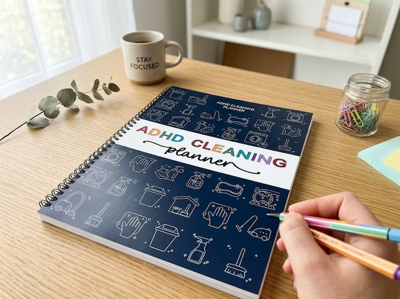 Physical ADHD Cleaning Planner, Printed Routine Checklist Book, Rainbow Dopamine Chore Tracker Gift bild 4