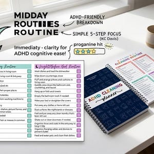 Physical ADHD Cleaning Planner, Printed Routine Checklist Book, Rainbow Dopamine Chore Tracker Gift bild 2