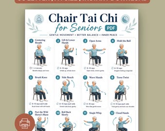 Chair Tai Chi Workout Chart for Seniors | Gentle Seated Exercise Poster (PDF Download)