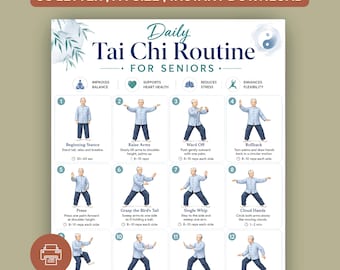 Daily Tai Chi Routine for Seniors Poster | Low Impact Home Exercise (Digital Download)