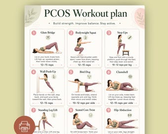 PCOS Workout Plan Chart, Hormone Balance Exercise Poster (Digital Download)