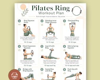Pilates Ring Workout Plan, Full Body Exercises, Home Fitness Guide (Digital Download)
