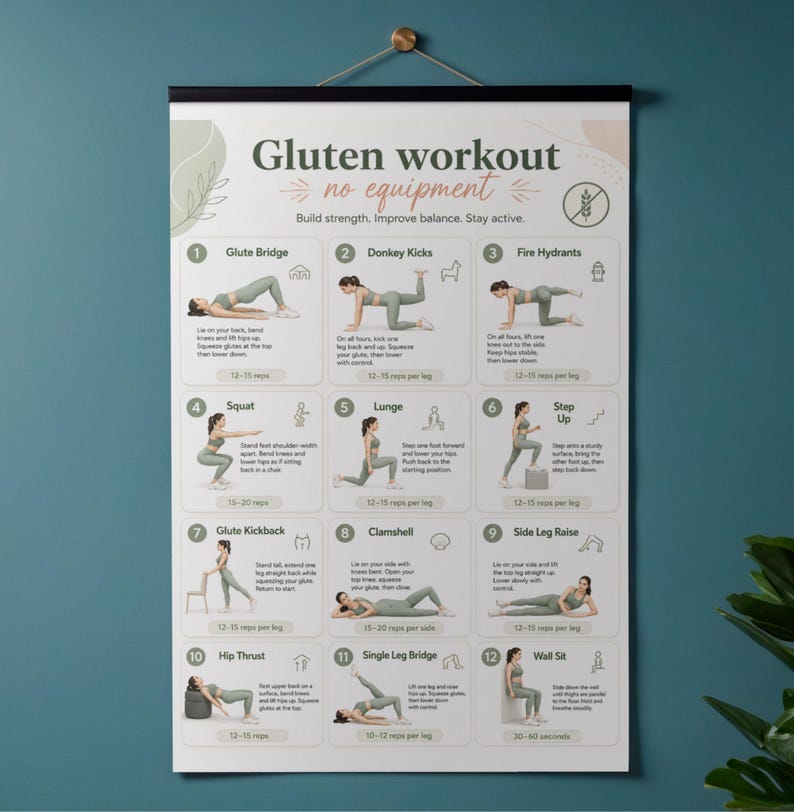 glute-workout-poster-no-equipment-exercise-chart-home-gym-wall-art