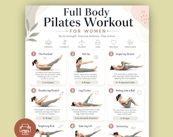 Full Body Pilates Workout Chart for Women (Printable PDF)
