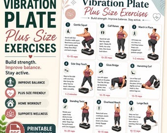 Vibration Plate Plus Size Exercises Printable PDF | Whole Body Vibration Workout Chart | Weight Loss Exercise Guide