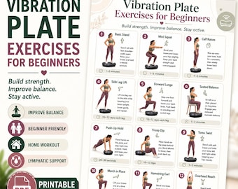 Beginner Vibration Plate Exercises Chart | Whole Body Workout, Lymphatic Drainage (PDF Download)
