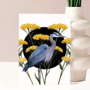 Carte beaux-arts Grand héron, 10 x 5,5 pouces, enveloppe incluse, cartes décoratives, vacances, cadeaux, illustration, impressions, art