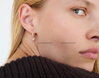 Lab Diamond Pear Cut Earring Jacket, 14K Solid Gold Pavé Climber