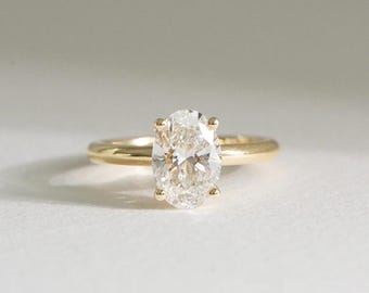 2CT Oval Lab Grown Diamond Ring, Elegant Gold Solitaire