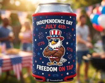 Portavasos American Eagle, funda divertida para lata, recuerdo de fiesta de EE. UU., enfriadores de latas para el Día de la Independencia, enfriadores de latas patrióticos para el 4 de julio.