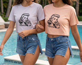 Tears Crop Top Woman, Retro Vintage Pop Art T-Shirt, Funny Feminist Shirt