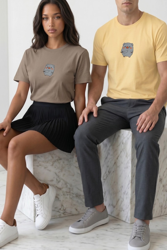 Sarcastic Embroidered Pig Tee - Casual Unisex Shirt