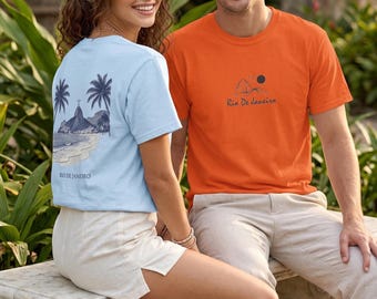 Rio Tee | Natural Cotton Graphic Tee with Palm Trees and Christ Redeemer