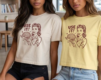 Use It Brain, Funny Shirt, Retro Sarcastic T-Shirt, Vintage Pin Up Girl Crop Top, Smart Sassy