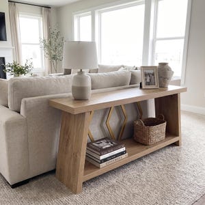 Extra Long Console Table with Two Tier Storage Shelf for Entryway