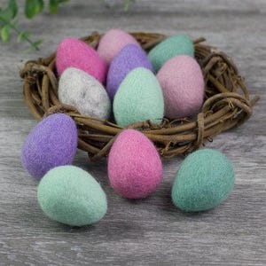 Easter Egg Felt Shapes - Pink, Lavender, Teal Mix- Small or Large, Set of 6 or 12 - Bowl Filler, Tiered Tray Figurine Decor